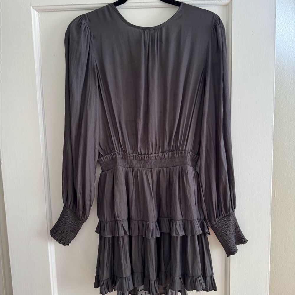 Modern Citizen Gray Bishop Sleeve Cocktail Dress